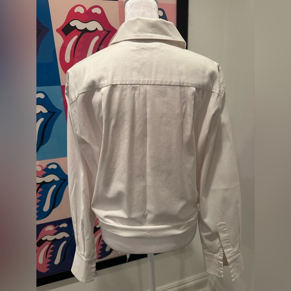 Reformation Tie Front White Button-Up Women's Top - Picture 3 of 6
